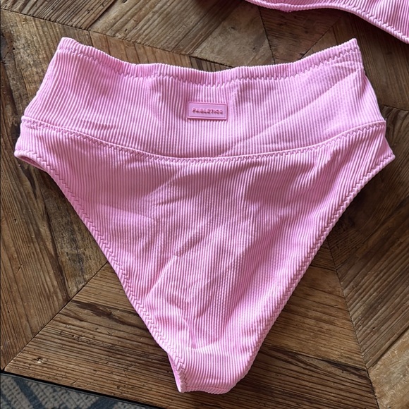 Fabletics Pink Ribbed High Waisted Bikini - Picture 3 of 7